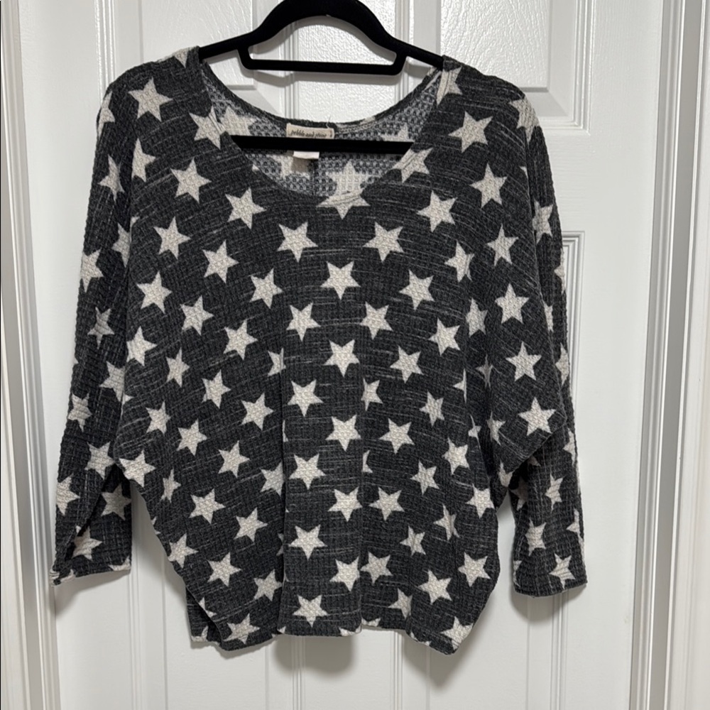 Pebble and Stone Star Patterned Top - washed out Black and White